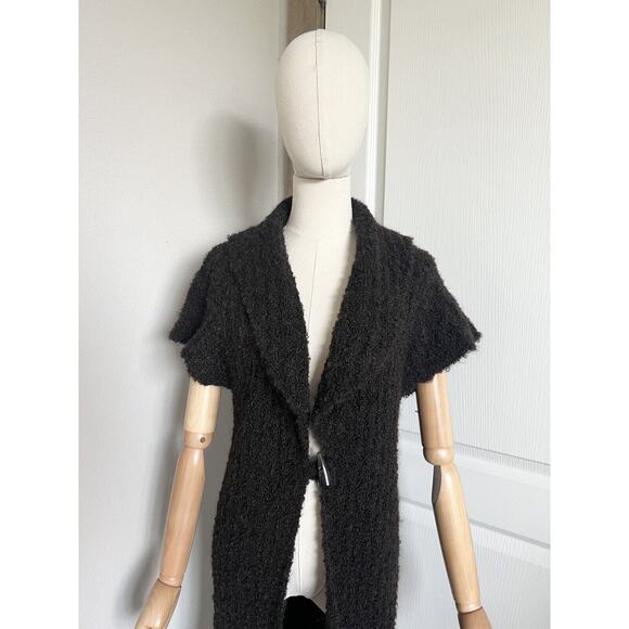 Tabask Handmade Peruvian Alpaca Wool Blend Knit Brown Long Cardigan Sweater Sz S - Picture 3 of 16